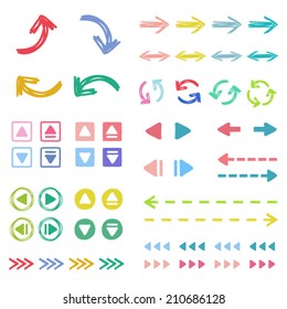 Arrow icon set  in freehand style / Vector EPS 10 illustration 