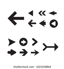Arrow icon set isolated on white background. Trendy collection of different arrow icons in flat style for web site. Cretive arrow template for app, ui and logo, vector illustration eps 10