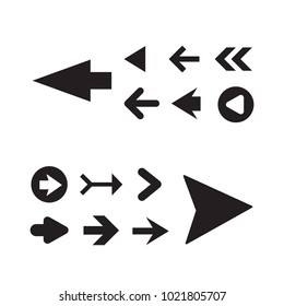 Arrow icon set isolated on white background. Trendy collection of different arrow icons in flat style for web site. Cretive arrow template for app, ui and logo, vector illustration eps 10