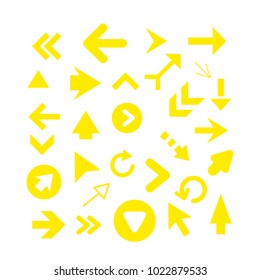 Arrow icon set isolated on white background. Trendy collection of different arrow icons in flat style for web site. Cretive arrow template for app, ui and logo, vector illustration eps 10