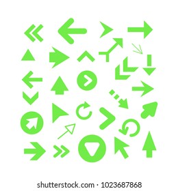 Arrow icon set isolated on white background. Trendy collection of different arrow icons in flat style for web site. Cretive arrow template for app, ui and logo, vector illustration eps 10