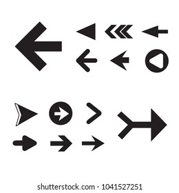 Arrow icon set isolated on white background. Trendy collection of different arrow icons in flat style for web site. Cretive arrow template for app, ui and logo, vector illustration eps 10