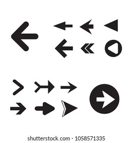 Arrow icon set isolated on white background. Trendy collection of different arrow icons in flat style for web site. Cretive arrow template for app, ui and logo, vector illustration eps 10