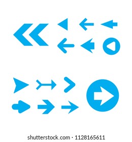 Arrow icon set isolated on white background. Trendy collection of different arrow icons in flat style for web site. Creative arrow template for app, ui and logo. Vector illustration, eps 10
