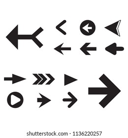 Arrow icon set isolated on white background. Trendy collection of different arrow icons in flat style for web site. Cretive arrow template for app, ui and logo, vector illustration eps 10