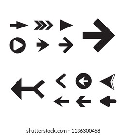 Arrow icon set isolated on white background. Trendy collection of different arrow icons in flat style for web site. Cretive arrow template for app, ui and logo, vector illustration eps 10