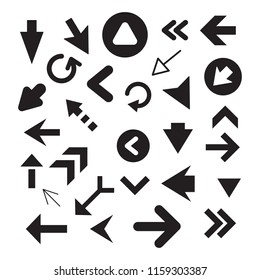 Arrow icon set isolated on white background. Trendy collection of different arrow icons in flat style for web site. Creative arrow template for app, ui and logo. Vector illustration, eps 10