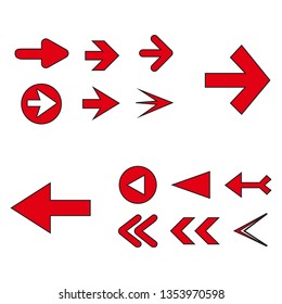 Arrow icon set isolated on white background. Trendy collection of different arrow icons in flat style for web site. Creative arrows right and left template for app, ui and logo. Vector illustration