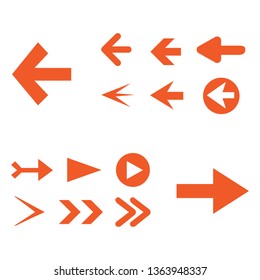 Arrow icon set isolated on white background. Trendy collection of different arrow icons in flat style for web site. Creative arrows right and left template for app, ui and logo. Vector illustration
