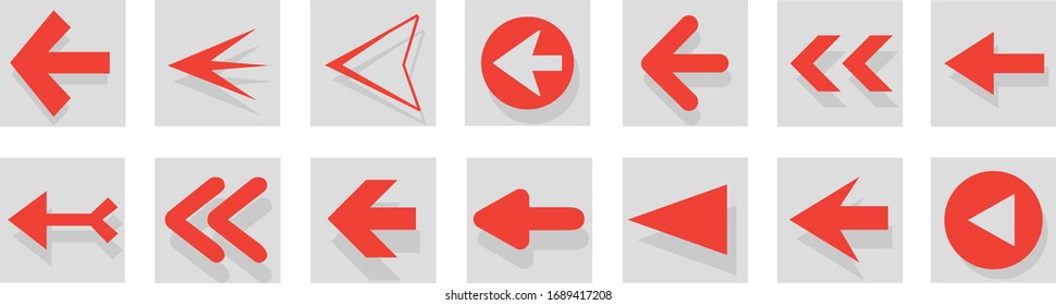 Arrow icon set isolated on white background. Trendy collection of different arrow icons in flat style. Creative arrows template for web site, mobile app, graphic design, ui and logo. Vector symbol