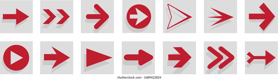 Arrow icon set isolated on white background. Trendy collection of different arrow icons in flat style. Creative arrows template for web site, mobile app, graphic design, ui and logo. Vector symbol