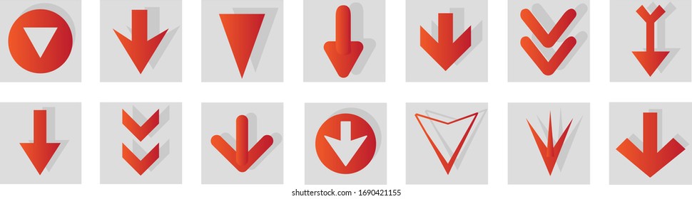 Arrow icon set isolated on white background. Trendy collection of different arrow icons in flat style. Creative arrows template for web site, mobile app, graphic design, ui and logo. Vector symbol