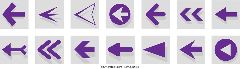 Arrow icon set isolated on white background. Trendy collection of different arrow icons in flat style. Creative arrows template for web site, mobile app, graphic design, ui and logo. Vector symbol