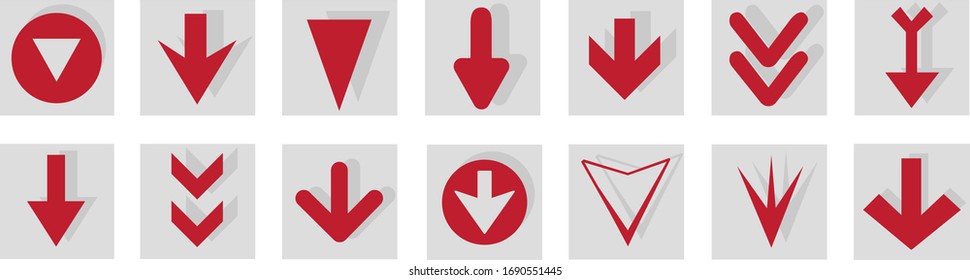 Arrow icon set isolated on white background. Trendy collection of different arrow icons in flat style. Creative arrows template for web site, mobile app, graphic design, ui and logo. Vector symbol