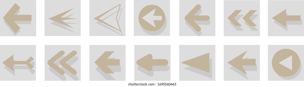 Arrow icon set isolated on white background. Trendy collection of different arrow icons in flat style. Creative arrows template for web site, mobile app, graphic design, ui and logo. Vector symbol