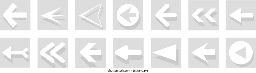 Arrow icon set isolated on white background. Trendy collection of different arrow icons in flat style. Creative arrows template for web site, mobile app, graphic design, ui and logo. Vector symbol