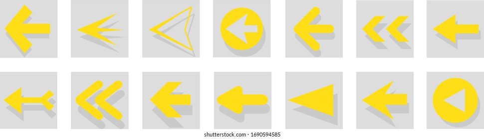 Arrow icon set isolated on white background. Trendy collection of different arrow icons in flat style. Creative arrows template for web site, mobile app, graphic design, ui and logo. Vector symbol