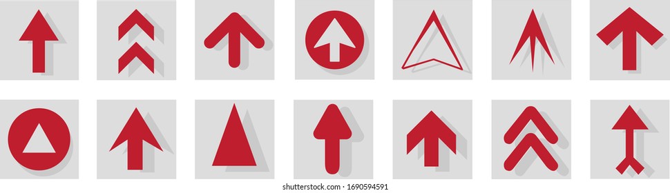 Icono de flecha aislado en fondo blanco. Colección a la moda de diferentes iconos de flecha en estilo plano. Plantilla de flechas creativas para sitio web, aplicación móvil, diseño gráfico, ui y logotipo. Símbolo vector