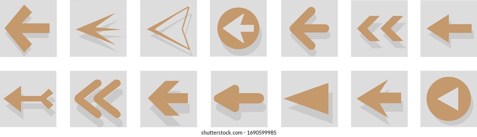 Icono de flecha aislado en fondo blanco. Colección a la moda de diferentes iconos de flecha en estilo plano. Plantilla de flechas creativas para sitio web, aplicación móvil, diseño gráfico, ui y logotipo. Símbolo vector