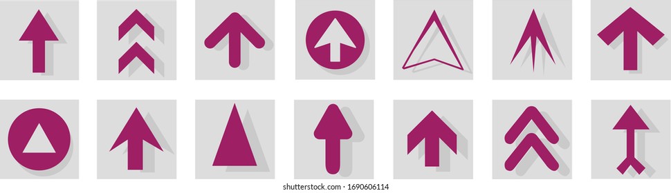 Icono de flecha aislado en fondo blanco. Colección a la moda de diferentes iconos de flecha en estilo plano. Plantilla de flechas creativas para sitio web, aplicación móvil, diseño gráfico, ui y logotipo. Símbolo vector