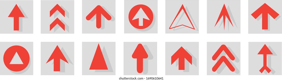 Arrow icon set isolated on white background. Trendy collection of different arrow icons in flat style. Creative arrows template for web site, mobile app, graphic design, ui and logo. Vector symbol