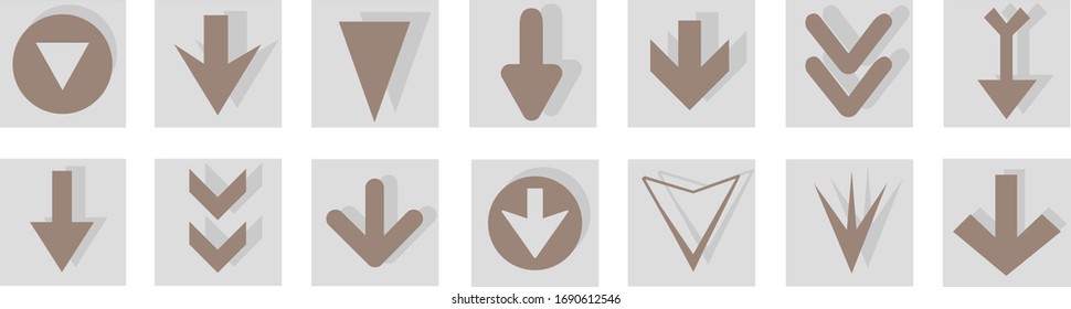 Arrow icon set isolated on white background. Trendy collection of different arrow icons in flat style. Creative arrows template for web site, mobile app, graphic design, ui and logo. Vector symbol