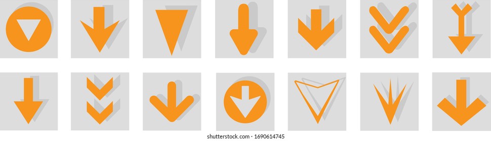Arrow icon set isolated on white background. Trendy collection of different arrow icons in flat style. Creative arrows template for web site, mobile app, graphic design, ui and logo. Vector symbol