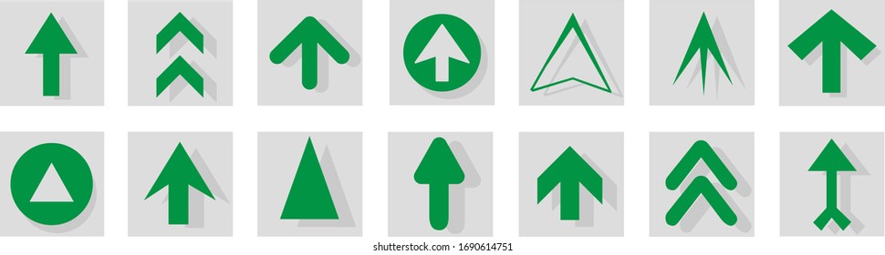 Icono de flecha aislado en fondo blanco. Colección a la moda de diferentes iconos de flecha en estilo plano. Plantilla de flechas creativas para sitio web, aplicación móvil, diseño gráfico, ui y logotipo. Símbolo vector