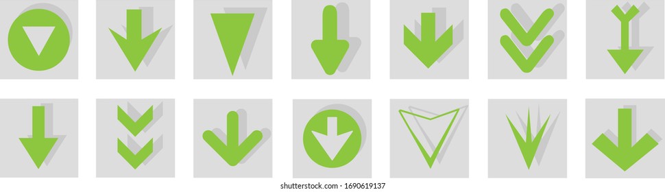 Pfeil-Symbol einzeln auf weißem Hintergrund. Trendy Kollektion von verschiedenen Pfeilsymbolen im flachen Stil. Kreative Pfeile Vorlage für Website, mobile App, Grafikdesign, i und Logo. Vektorillustration-Symbol