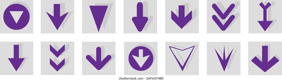 Arrow icon set isolated on white background. Trendy collection of different arrow icons in flat style. Creative arrows template for web site, mobile app, graphic design, ui and logo. Vector symbol