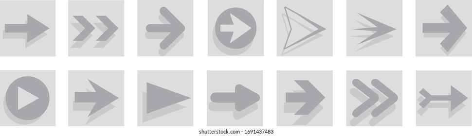 Arrow icon set isolated on white background. Trendy collection of different arrow icons in flat style. Creative arrows template for web site, mobile app, graphic design, ui and logo. Vector symbol