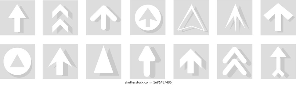 Arrow icon set isolated on white background. Trendy collection of different arrow icons in flat style. Creative arrows template for web site, mobile app, graphic design, ui and logo. Vector symbol