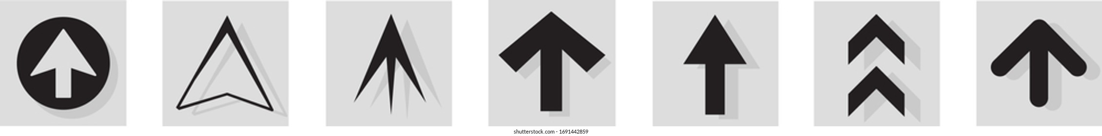 Pfeil-Symbol einzeln auf weißem Hintergrund. Trendy Kollektion von verschiedenen Pfeilsymbolen im flachen Stil. Kreative Pfeile Vorlage für Website, mobile App, Grafikdesign, i und Logo. Vektorillustration-Symbol