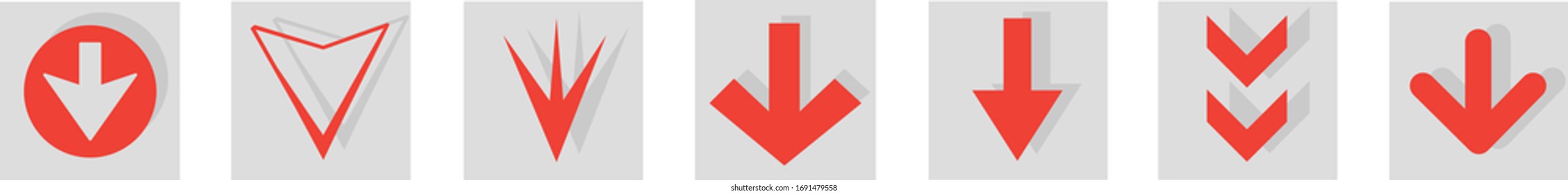 Arrow icon set isolated on white background. Trendy collection of different arrow icons in flat style. Creative arrows template for web site, mobile app, graphic design, ui and logo. Vector symbol