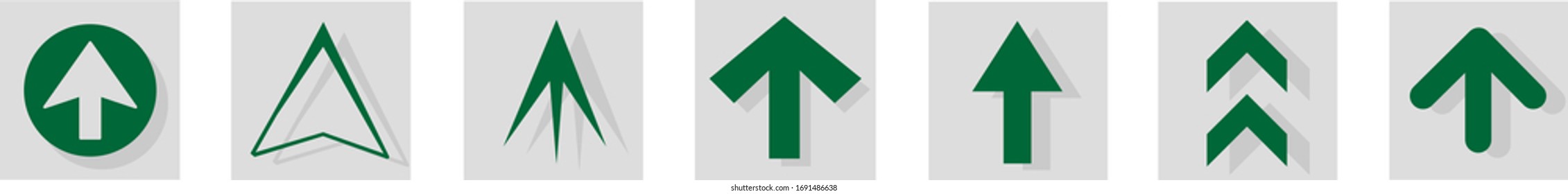 Icono de flecha aislado en fondo blanco. Colección a la moda de diferentes iconos de flecha en estilo plano. Plantilla de flechas creativas para sitio web, aplicación móvil, diseño gráfico, ui y logotipo. Símbolo vector