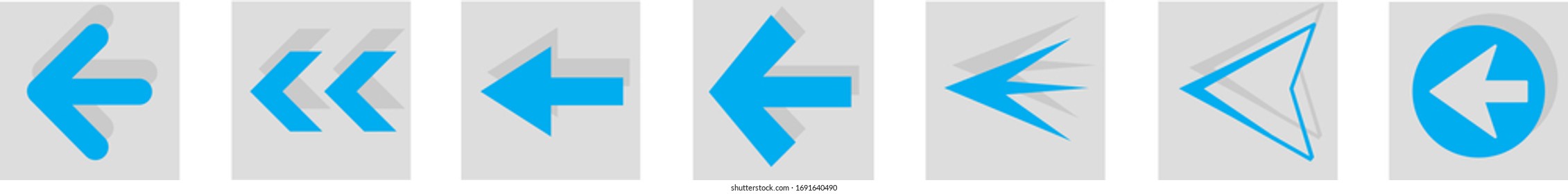 Icono de flecha aislado en fondo blanco. Colección a la moda de diferentes iconos de flecha en estilo plano. Plantilla de flechas creativas para sitio web, aplicación móvil, diseño gráfico, ui y logotipo. Símbolo vector