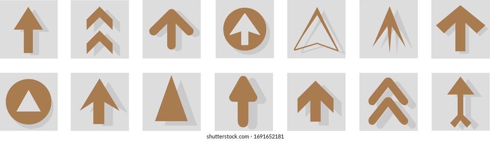Arrow icon set isolated on white background. Trendy collection of different arrow icons in flat style. Creative arrows template for web site, mobile app, graphic design, ui and logo. Vector symbol