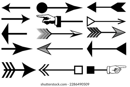 Arrow icon set isolated on a white background, vector art illustration