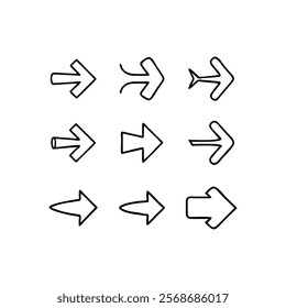 Arrow icon set isolated on white background. arrow icon set vector illustration. Arrow And Cursor symbol on a white background