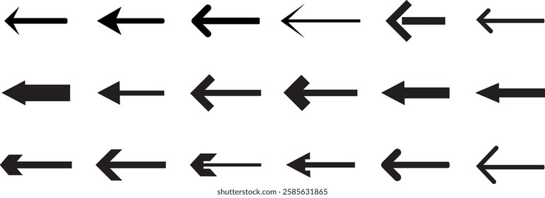Arrow icon set isolated on transparent background. Arrows.