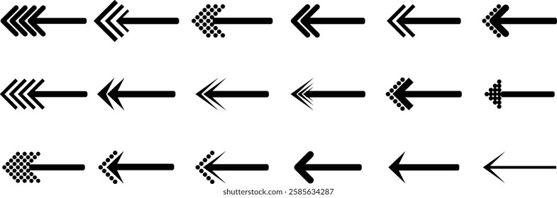 Arrow icon set isolated on transparent background. Arrows.