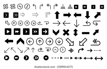 Arrow icon set isolated on white background