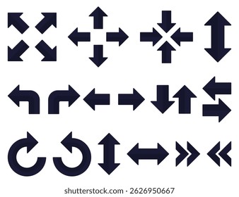 Arrow icon set isolated on white background.