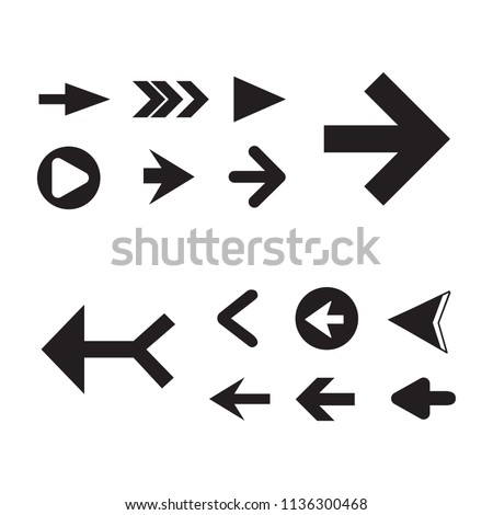 Arrow icon set isolated on white background. Trendy collection of different arrow icons in flat style for web site. Cretive arrow template for app, ui and logo, vector illustration eps 10