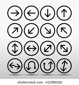 Arrow icon set isolated sign symbol. Flat. Can be used for mobile and web design. Vector illustration. Isolated on transparent background