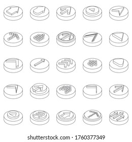 Arrow icon set in isometric 3d style isolated on white background