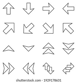 Arrow Icon Set Line Style Vector