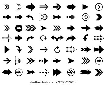 Arrow icon set. Modern simple arrows, cursor. Directional arrow flat style isolated on white background. Vector illustration