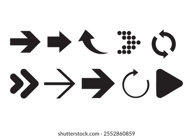 Conjunto de iconos de flecha. Modernas flechas simples. Ilustración de Arte vectorial.