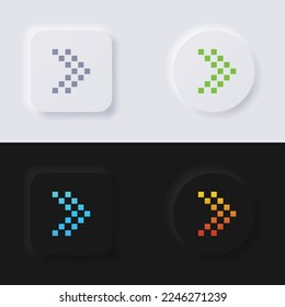 Conjunto de iconos de flecha, botón de neumorfismo multicolor diseño de interfaz de usuario suave para diseño web, interfaz de usuario de aplicación y más, botón, vector.